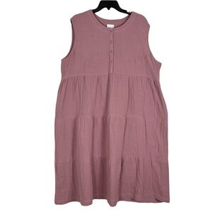 Columbia Mauve Cotton Tiered Dress XXL Plus Size Summer Spring Breathable Beachy